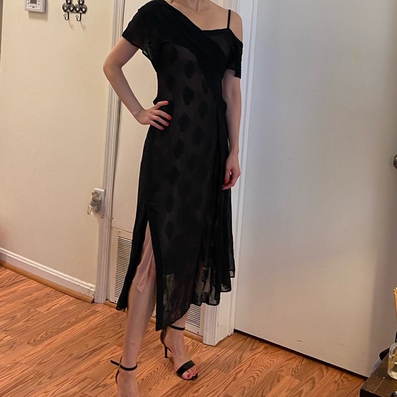 Theory Flounce Sheer Midi Dress - Picture 4 of 16